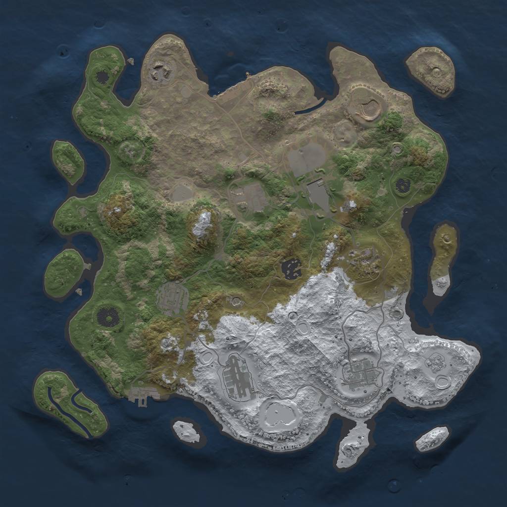 Rust Map: Procedural Map, Size: 3550, Seed: 509262, 18 Monuments