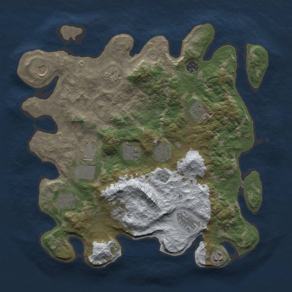 Rust Map: Barren, Size: 3850, Seed: 43576, 14 Monuments