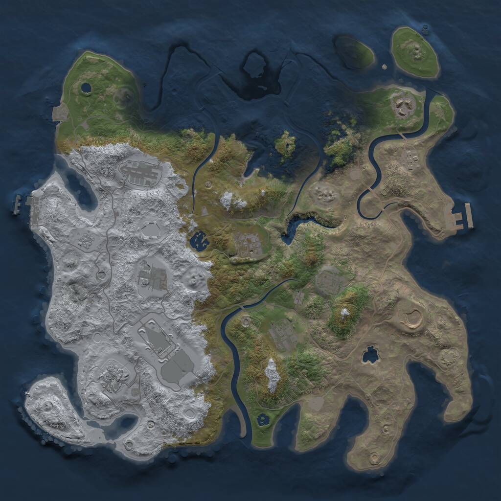 Rust Map: Procedural Map, Size: 4000, Seed: 1012022, 17 Monuments