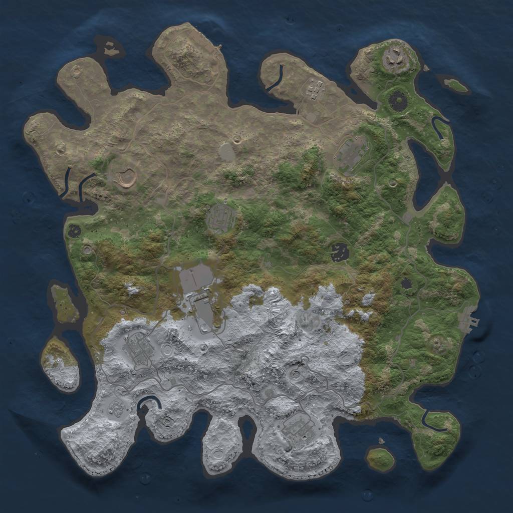 Rust Map: Procedural Map, Size: 4000, Seed: 991658, 18 Monuments