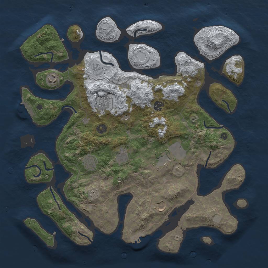 Rust Map: Procedural Map, Size: 4000, Seed: 636109, 17 Monuments