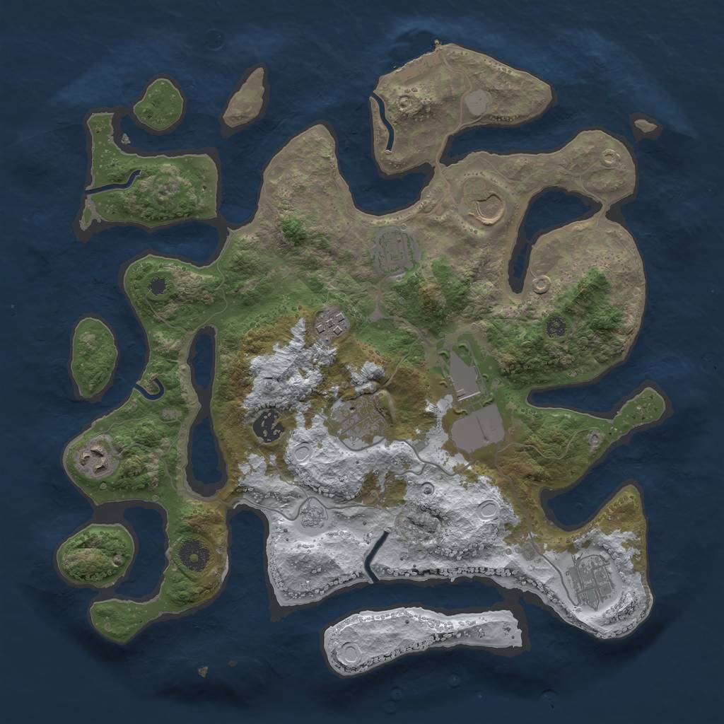 Rust Map: Procedural Map, Size: 3550, Seed: 414931, 15 Monuments