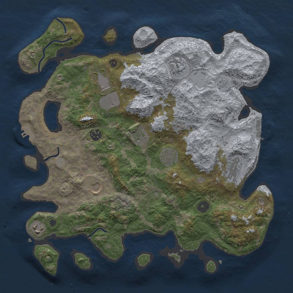 Rust Map: Procedural Map, Size: 3800, Seed: 16816439, 18 Monuments