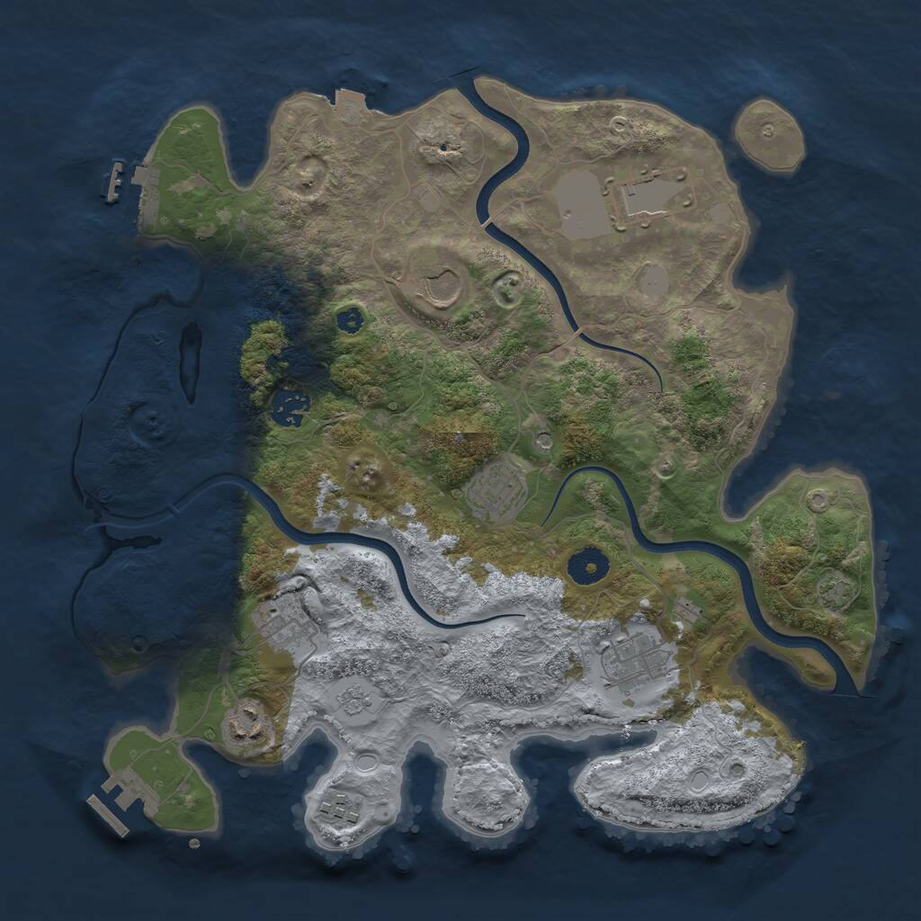 Rust Map: Procedural Map, Size: 3550, Seed: 818989, 14 Monuments