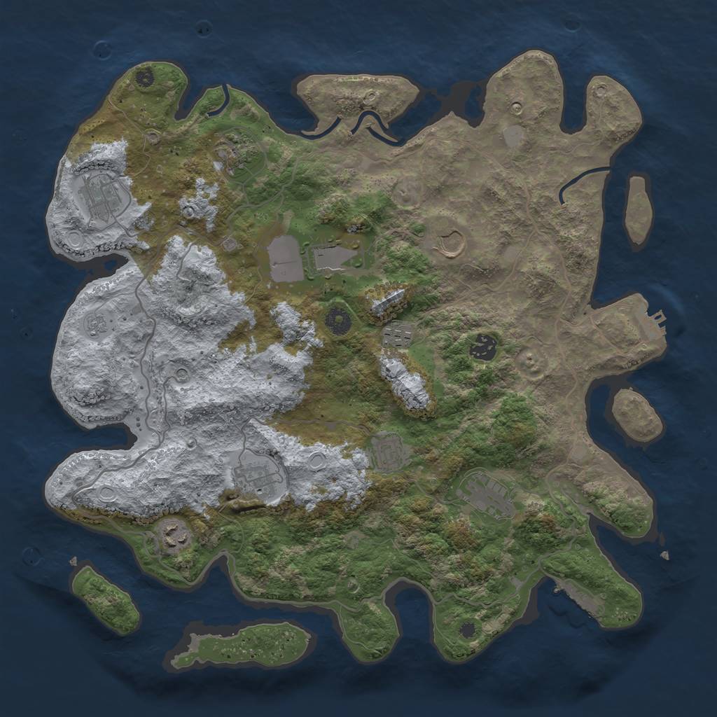 Rust Map: Procedural Map, Size: 4000, Seed: 49651, 17 Monuments