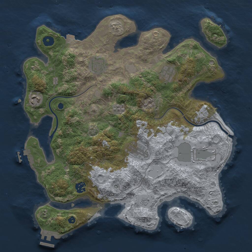 Rust Map: Procedural Map, Size: 3500, Seed: 30413, 13 Monuments