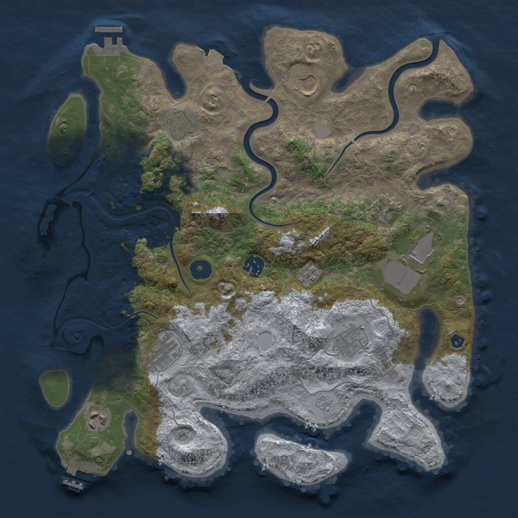 Rust Map: Procedural Map, Size: 3800, Seed: 3061962, 15 Monuments