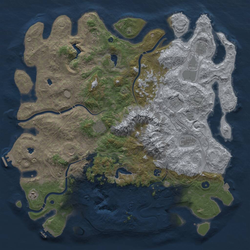 Rust Map: Procedural Map, Size: 5000, Seed: 1415456146, 16 Monuments