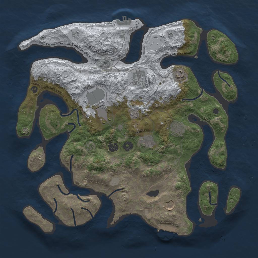 Rust Map: Procedural Map, Size: 3850, Seed: 47971530, 17 Monuments