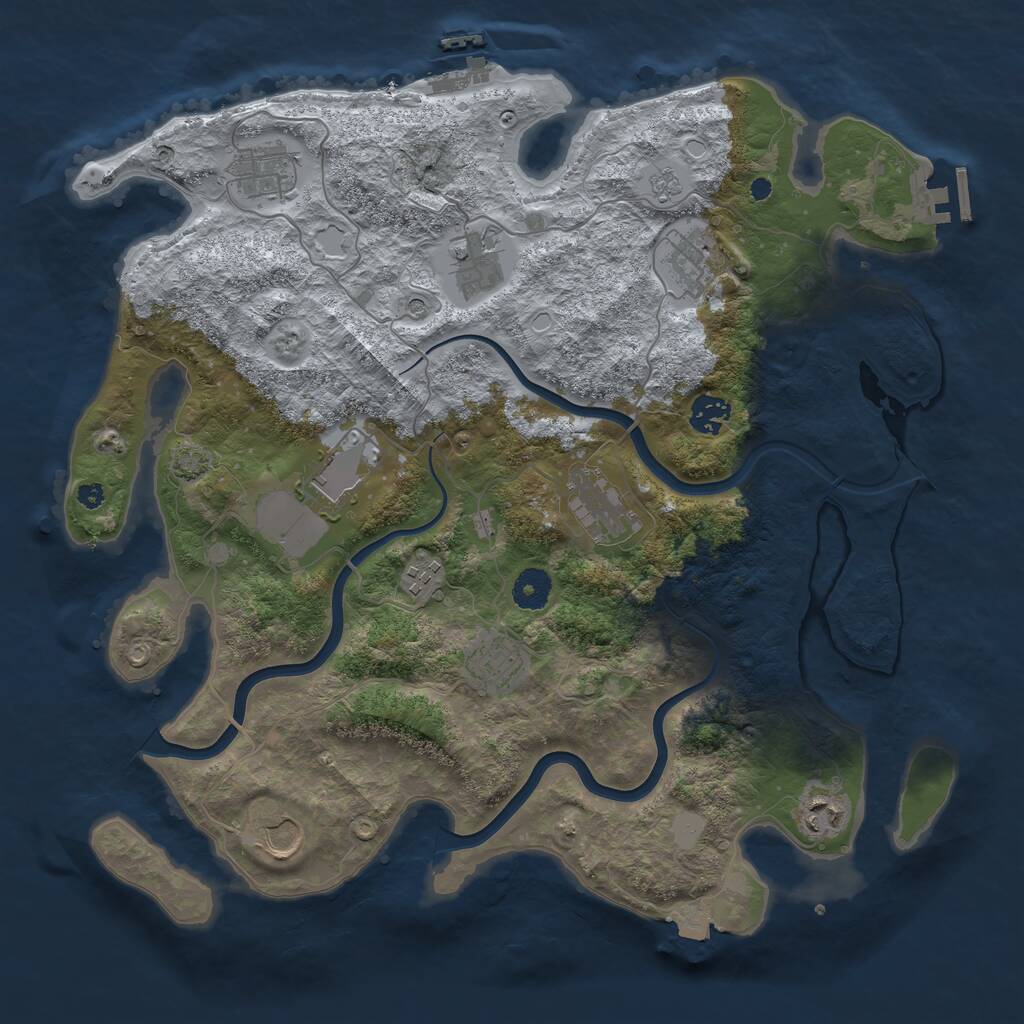 Rust Map: Procedural Map, Size: 3850, Seed: 47971530, 16 Monuments