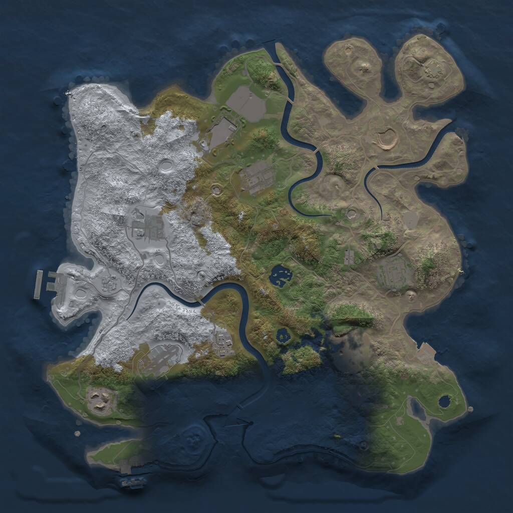 Rust Map: Procedural Map, Size: 3550, Seed: 720461, 16 Monuments