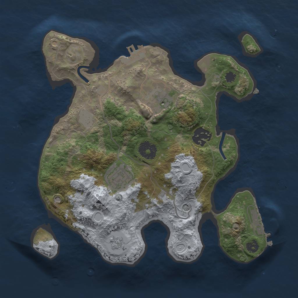 Rust Map: Procedural Map, Size: 2500, Seed: 2135631, 10 Monuments