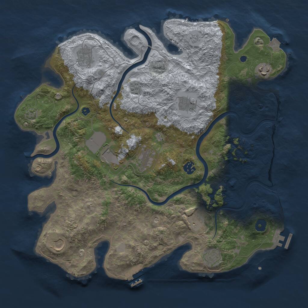 Rust Map: Procedural Map, Size: 3850, Seed: 1652381863, 16 Monuments