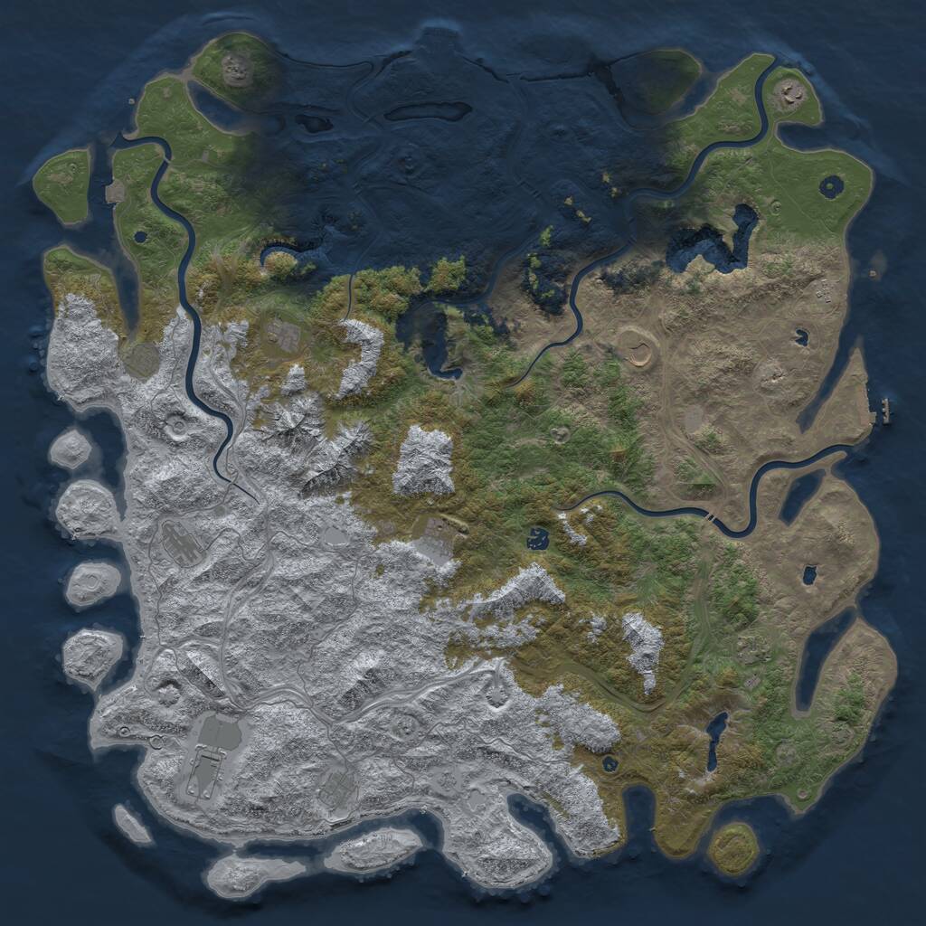 Rust Map: Procedural Map, Size: 6000, Seed: 1619478232, 17 Monuments