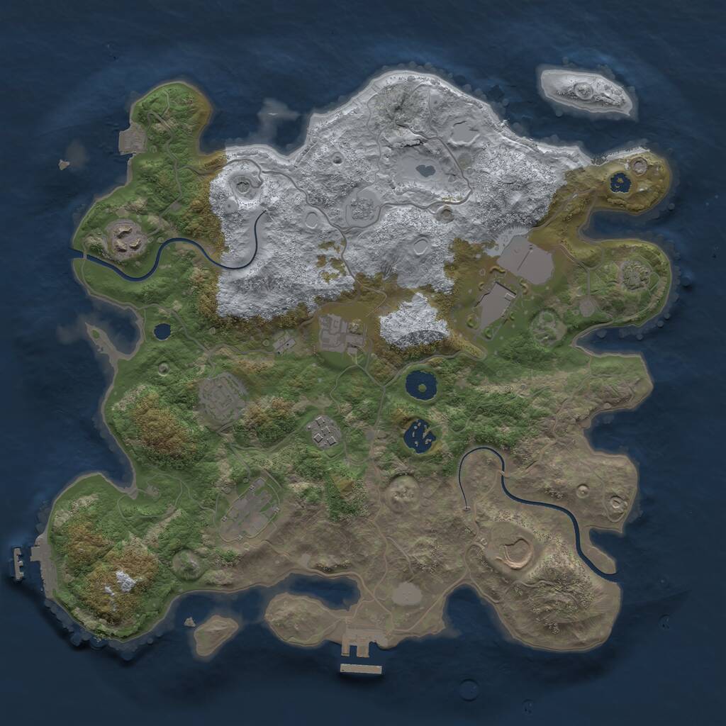 Rust Map: Procedural Map, Size: 3550, Seed: 687185, 14 Monuments