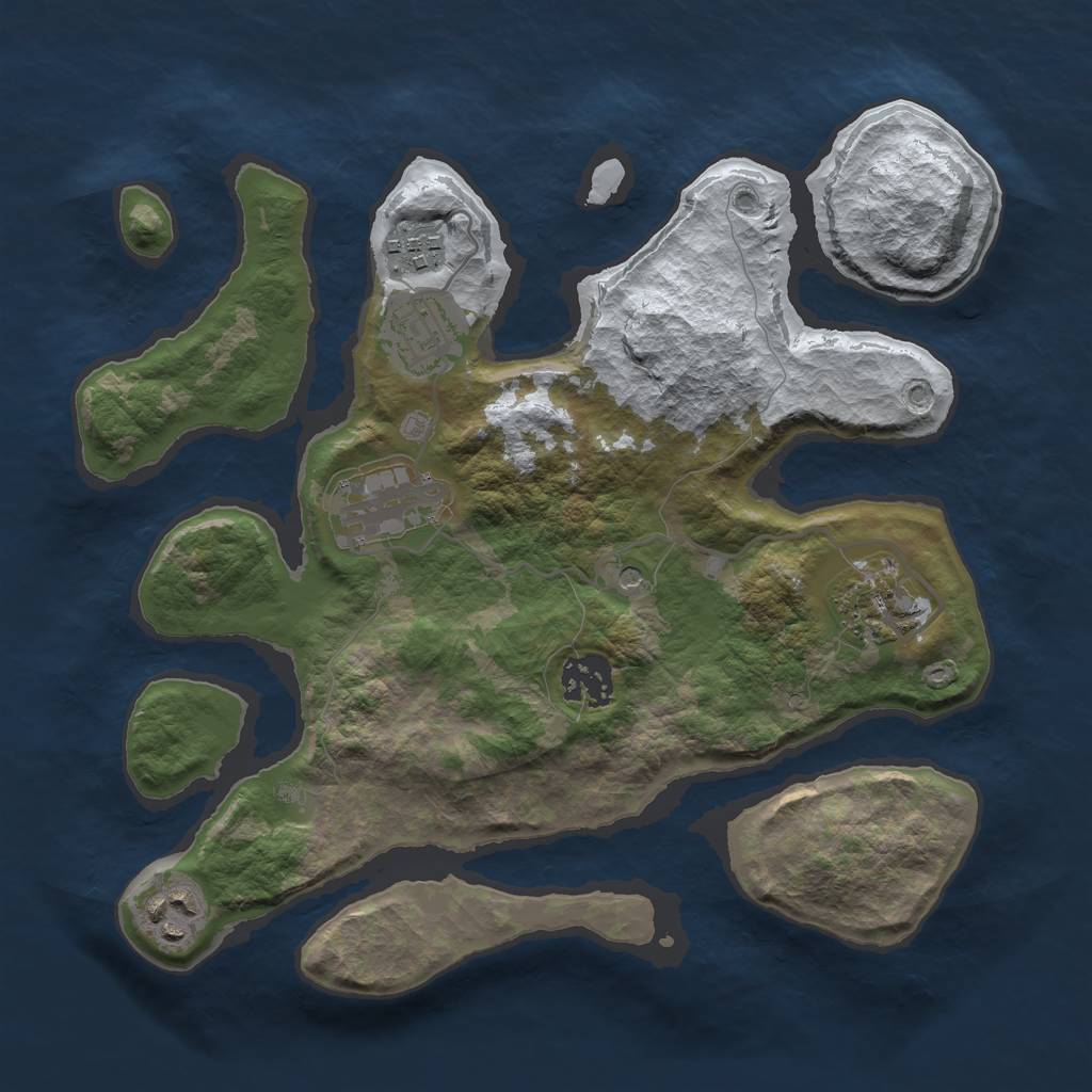 Rust Map: Barren, Size: 3000, Seed: 89232, 9 Monuments