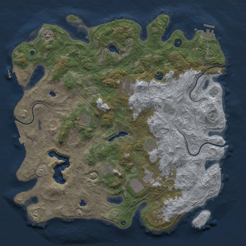 Rust Map: Procedural Map, Size: 4500, Seed: 54415275, 16 Monuments