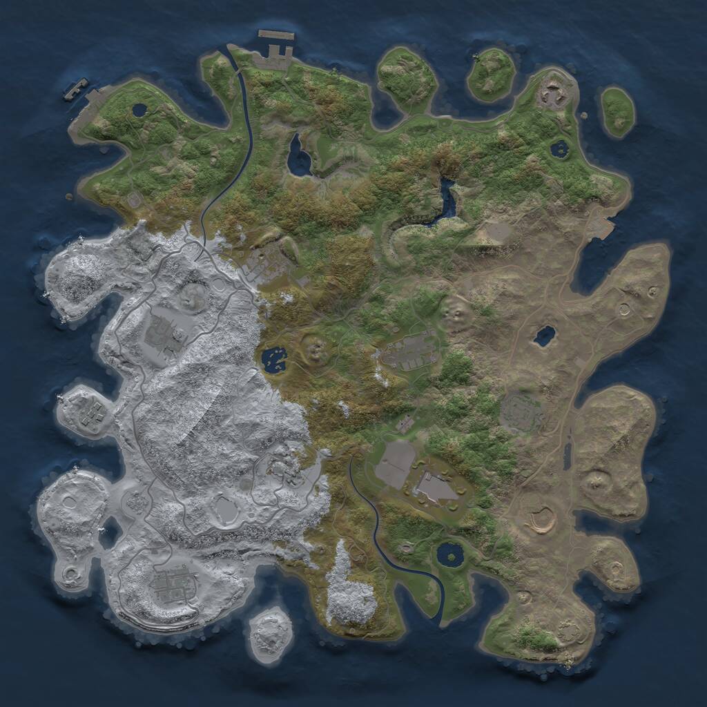 Rust Map: Procedural Map, Size: 4000, Seed: 582888, 17 Monuments