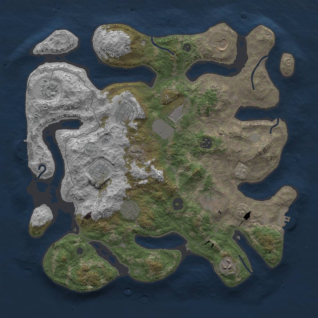 Rust Map: Procedural Map, Size: 4000, Seed: 324563, 18 Monuments
