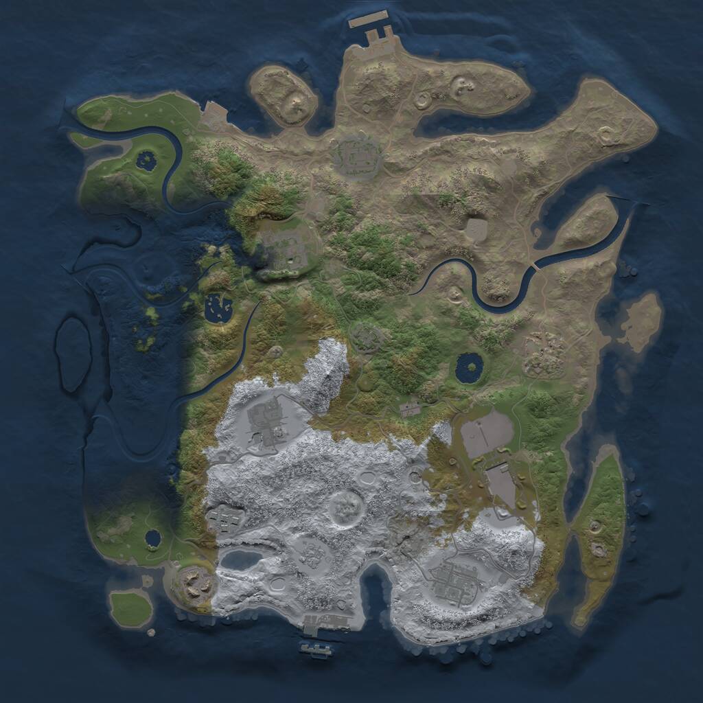 Rust Map: Procedural Map, Size: 3550, Seed: 39117, 15 Monuments
