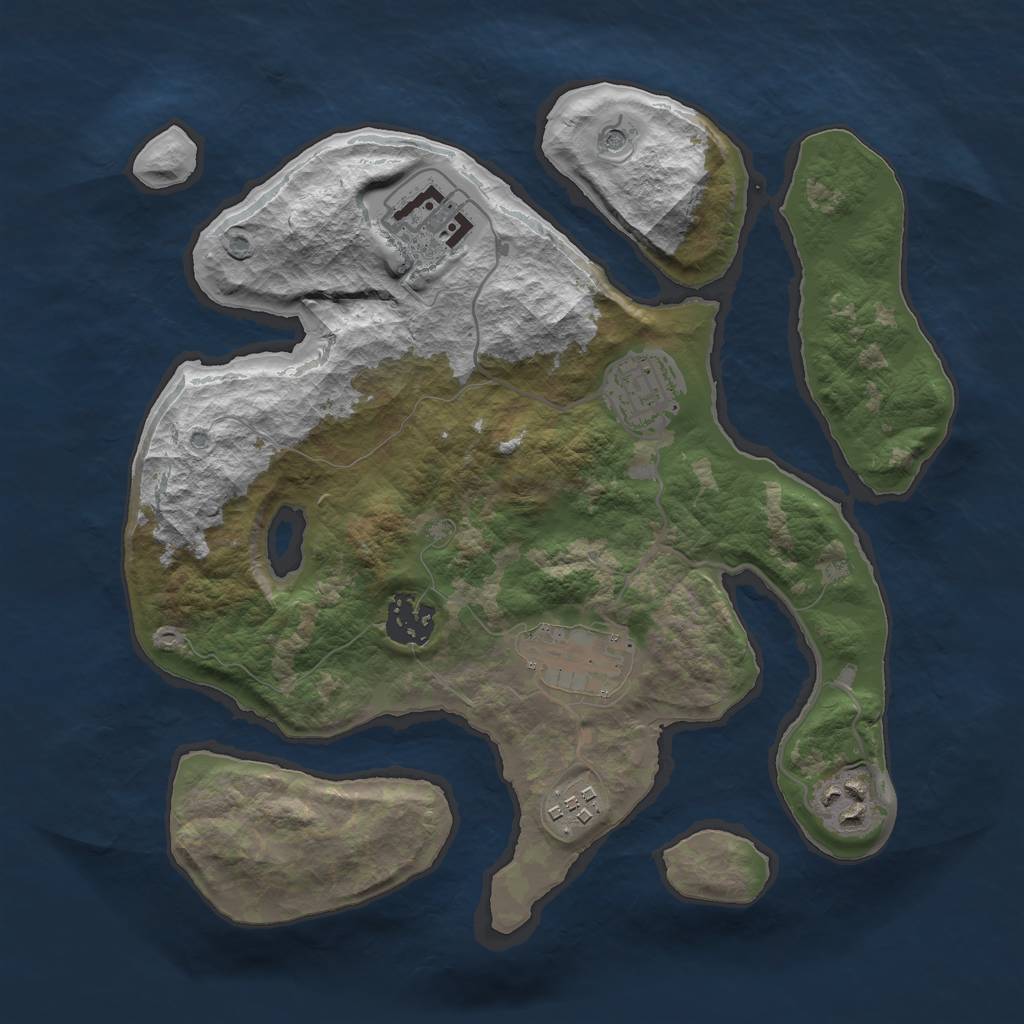 Rust Map: Barren, Size: 3000, Seed: 100301117, 9 Monuments