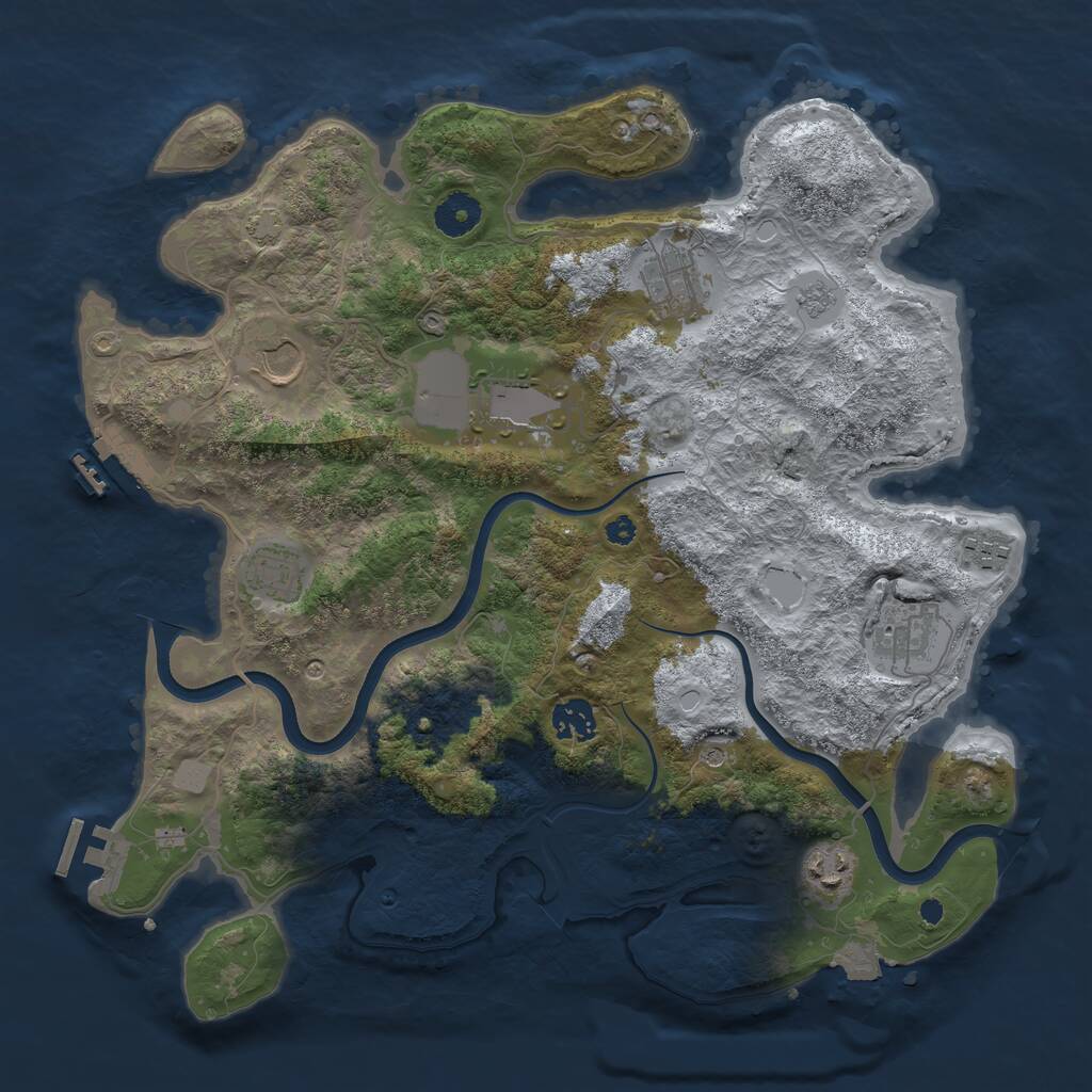 Rust Map: Procedural Map, Size: 3700, Seed: 636518860, 14 Monuments