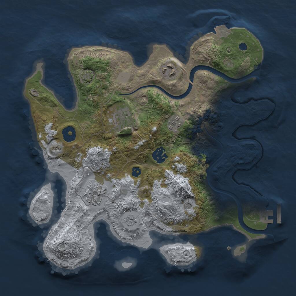Rust Map: Procedural Map, Size: 3000, Seed: 667897, 10 Monuments