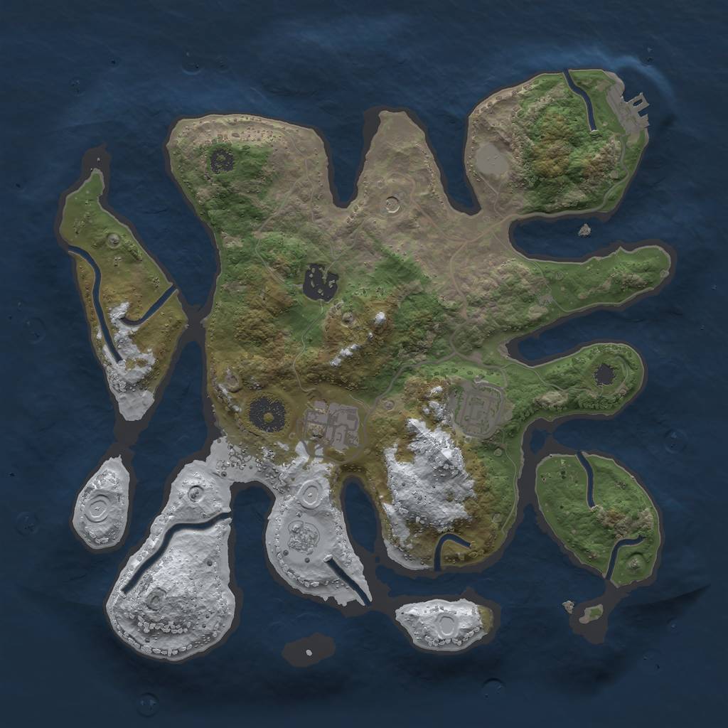 Rust Map: Procedural Map, Size: 3000, Seed: 667897, 11 Monuments