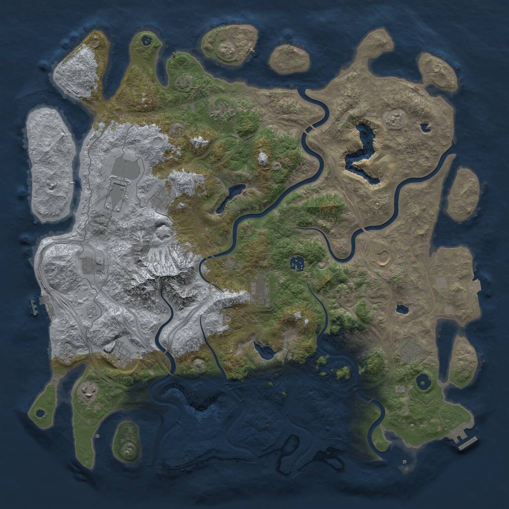 Rust Map: Procedural Map, Size: 5000, Seed: 37231616, 17 Monuments