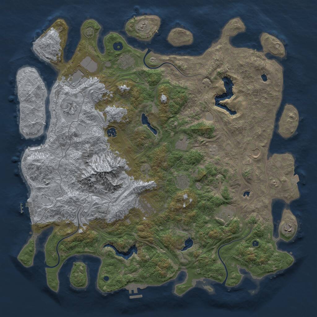 Rust Map: Procedural Map, Size: 5000, Seed: 37231616, 17 Monuments