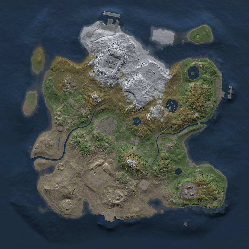 Rust Map: Procedural Map, Size: 3000, Seed: 373370, 11 Monuments