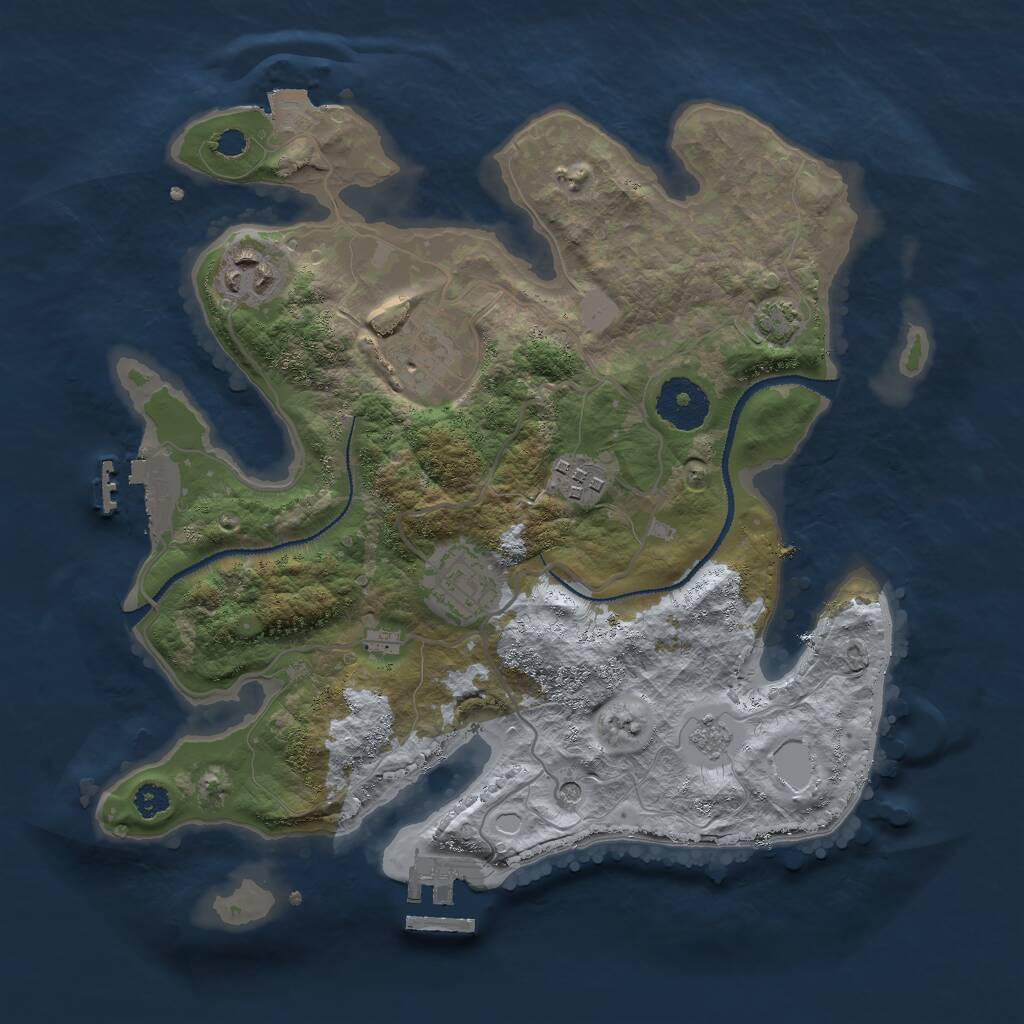 Rust Map: Procedural Map, Size: 3000, Seed: 387625, 10 Monuments
