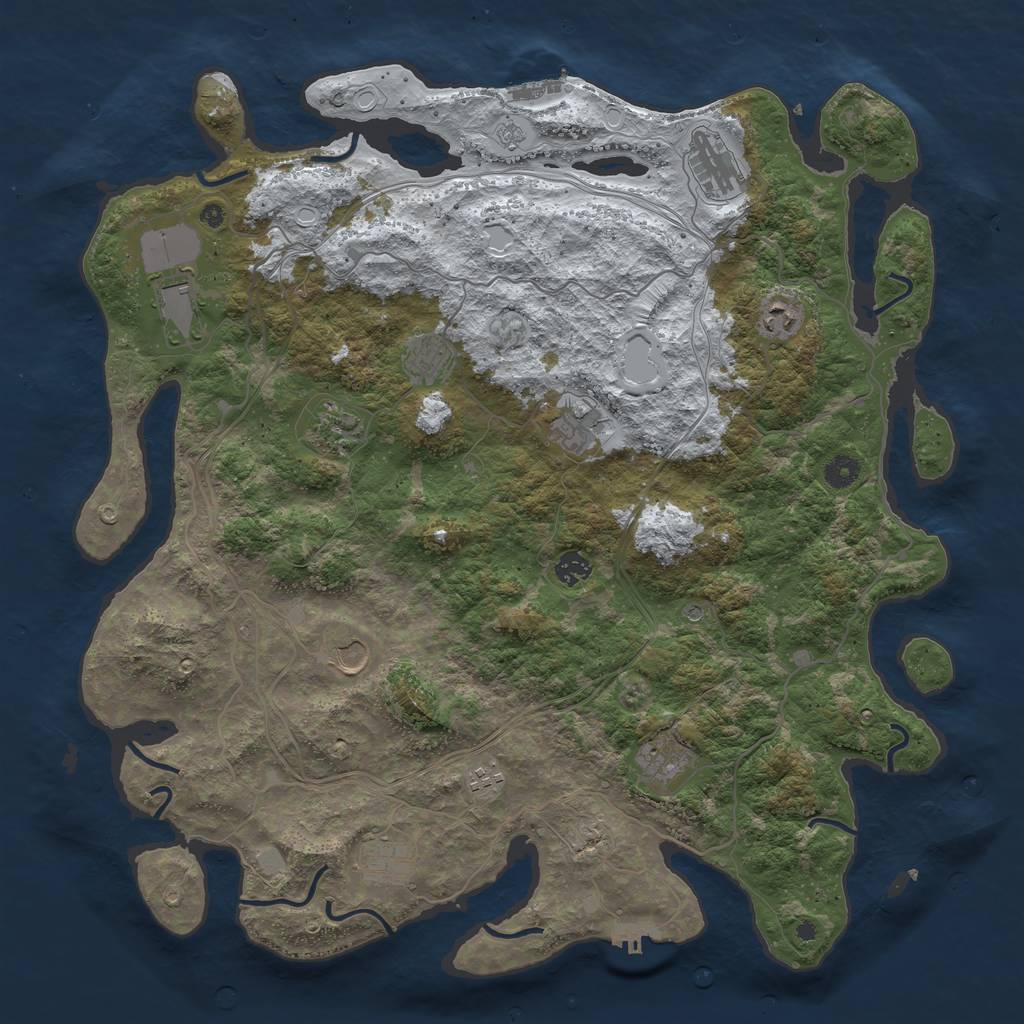 Rust Map: Procedural Map, Size: 4500, Seed: 2039333551, 20 Monuments