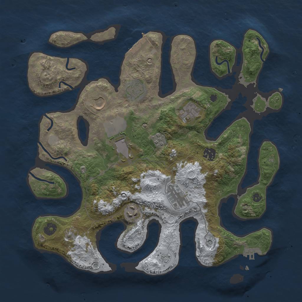 Rust Map: Procedural Map, Size: 3550, Seed: 280566, 17 Monuments