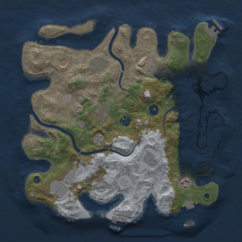 Rust Map: Procedural Map, Size: 3550, Seed: 280566, 15 Monuments