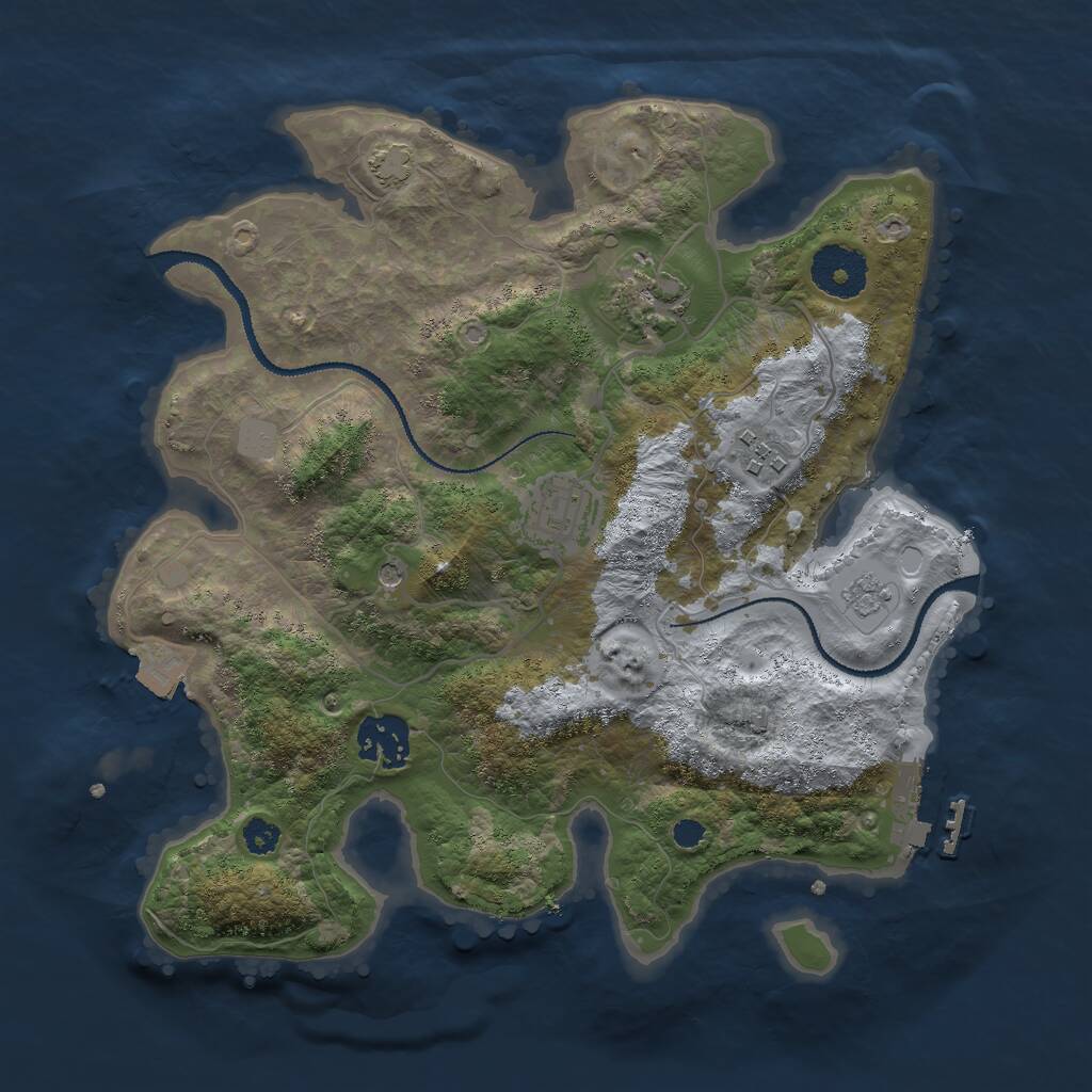 Rust Map: Procedural Map, Size: 3000, Seed: 1376107769, 9 Monuments