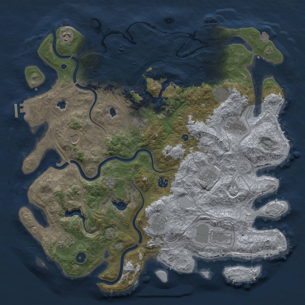 Rust Map: Procedural Map, Size: 4500, Seed: 45390, 17 Monuments