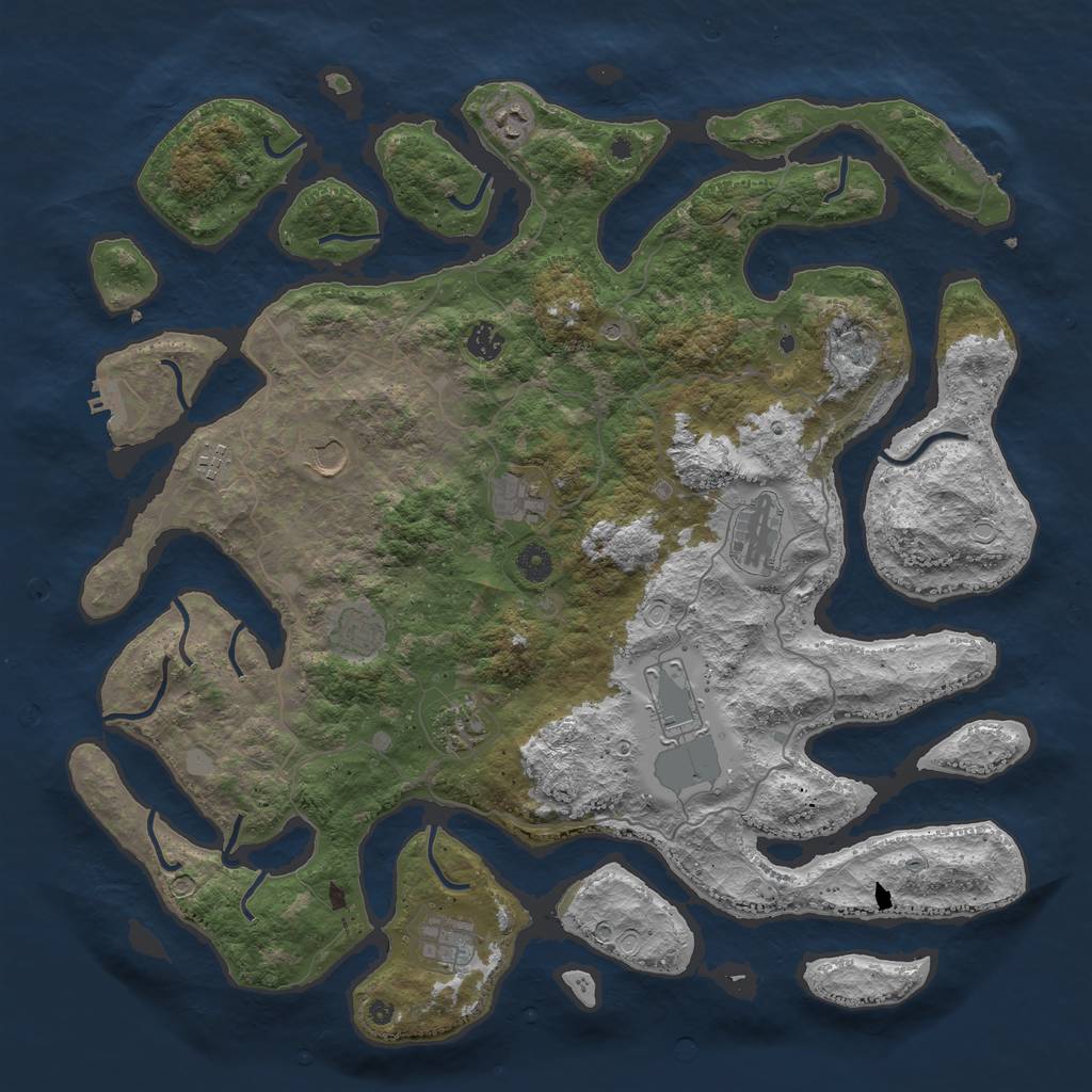Rust Map: Procedural Map, Size: 4500, Seed: 45390, 18 Monuments
