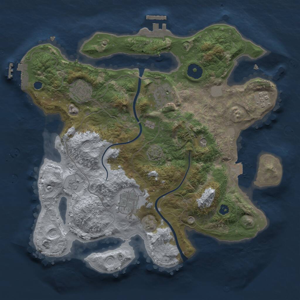 Rust Map: Procedural Map, Size: 3000, Seed: 635748, 10 Monuments
