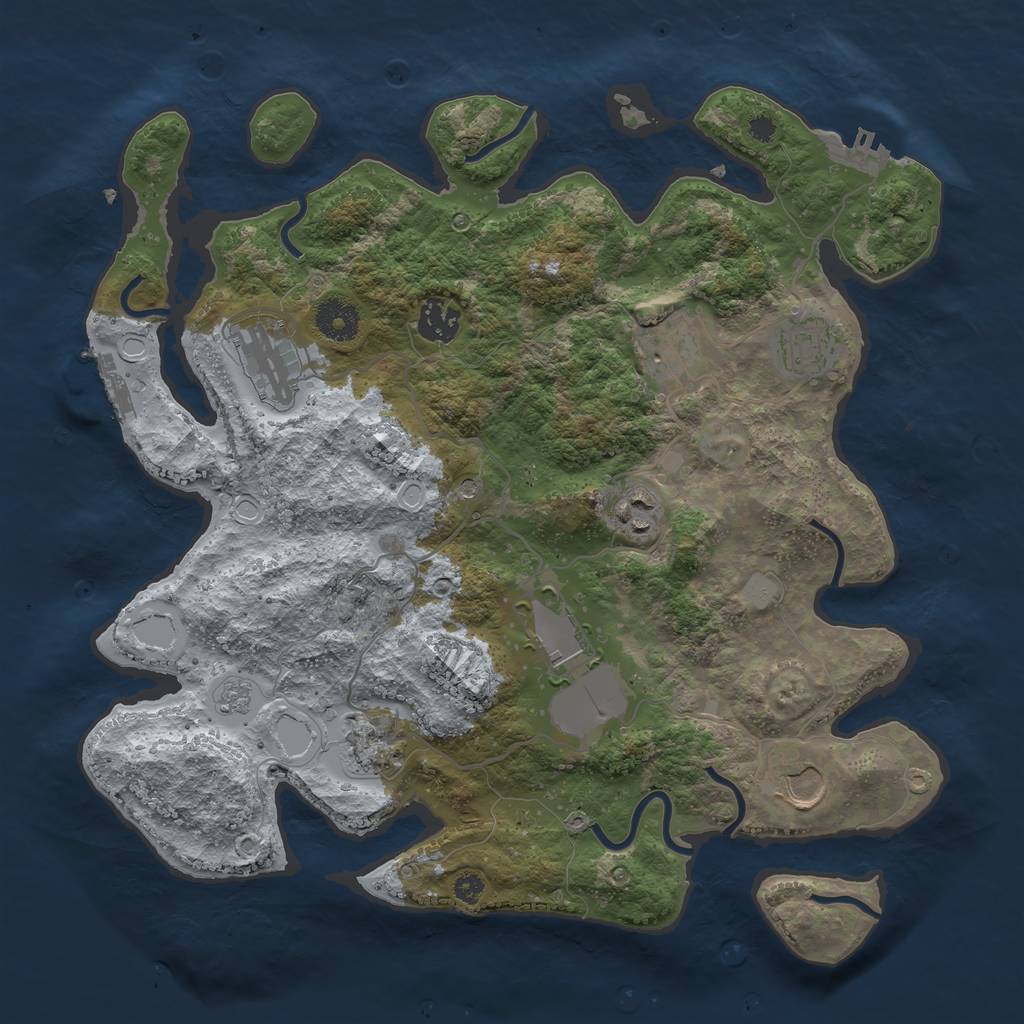 Rust Map: Procedural Map, Size: 3550, Seed: 355746, 17 Monuments