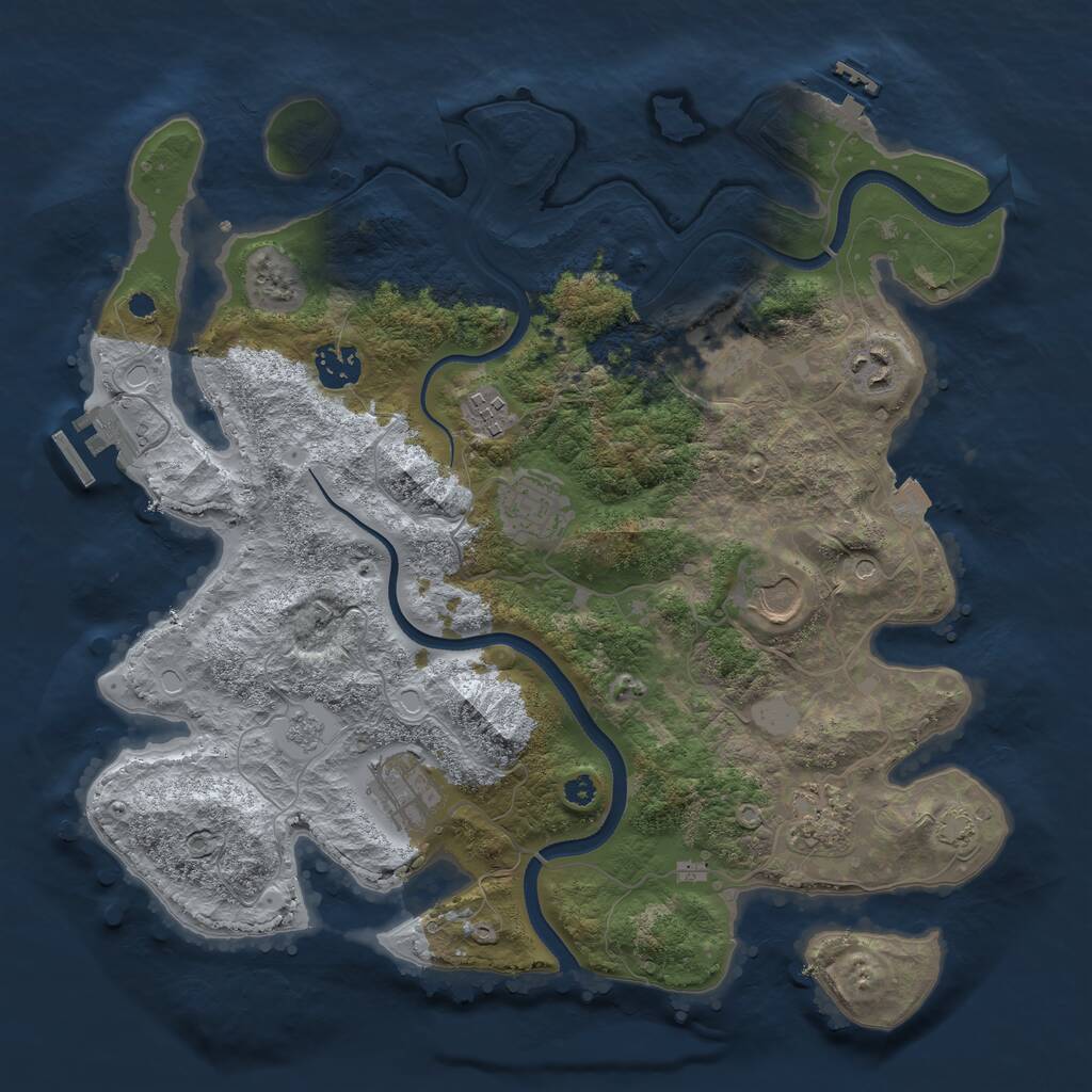 Rust Map: Procedural Map, Size: 3550, Seed: 355746, 14 Monuments