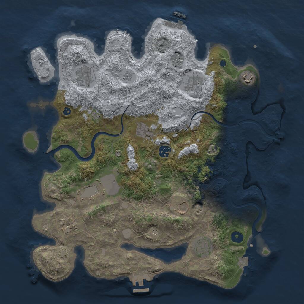 Rust Map: Procedural Map, Size: 3800, Seed: 18, 16 Monuments