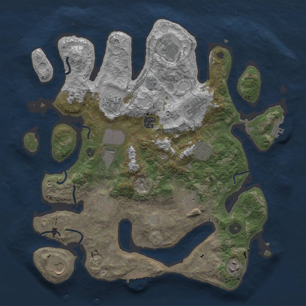 Rust Map: Procedural Map, Size: 3800, Seed: 18, 19 Monuments