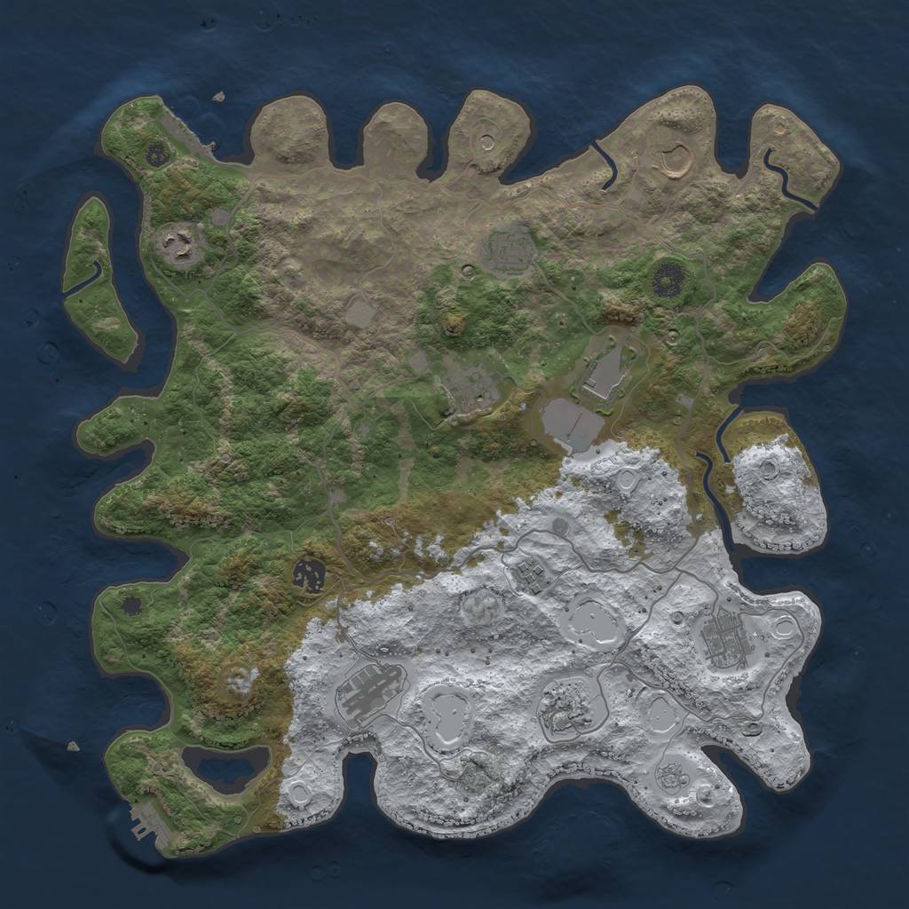 Rust Map: Procedural Map, Size: 4000, Seed: 960804261, 19 Monuments