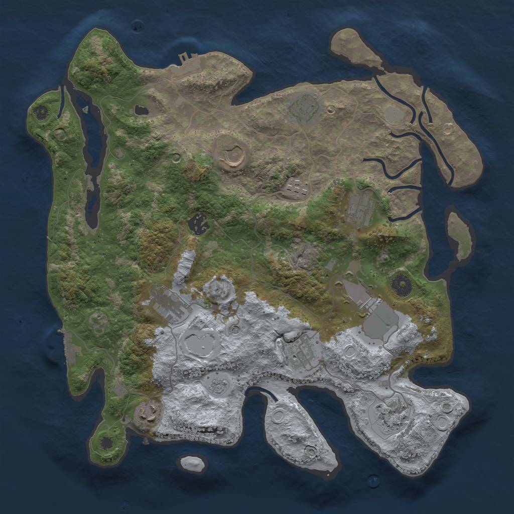 Rust Map: Procedural Map, Size: 3700, Seed: 751363649, 17 Monuments