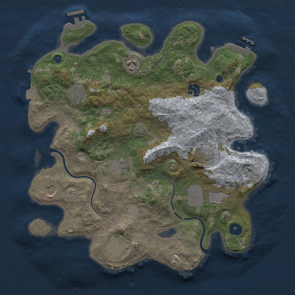 Rust Map: Procedural Map, Size: 3550, Seed: 232651, 14 Monuments