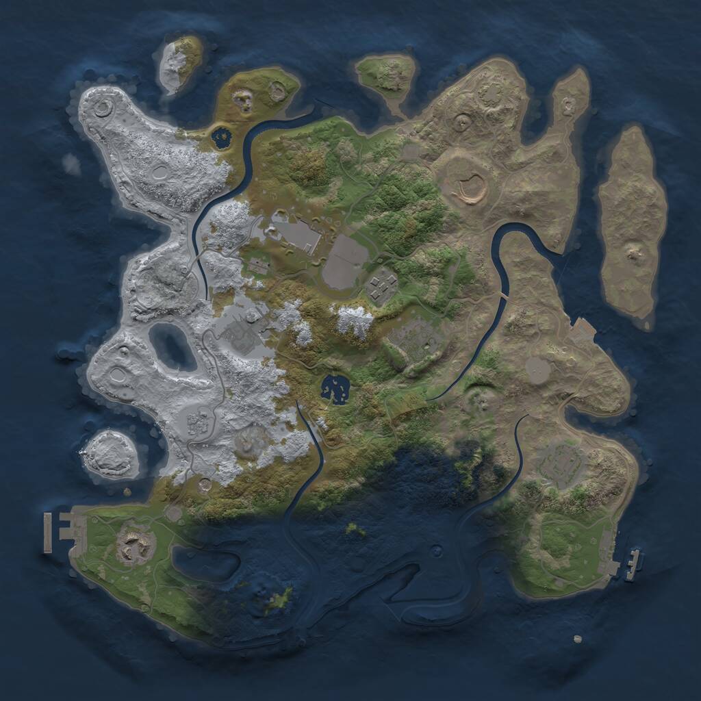 Rust Map: Procedural Map, Size: 3500, Seed: 1412555212, 14 Monuments