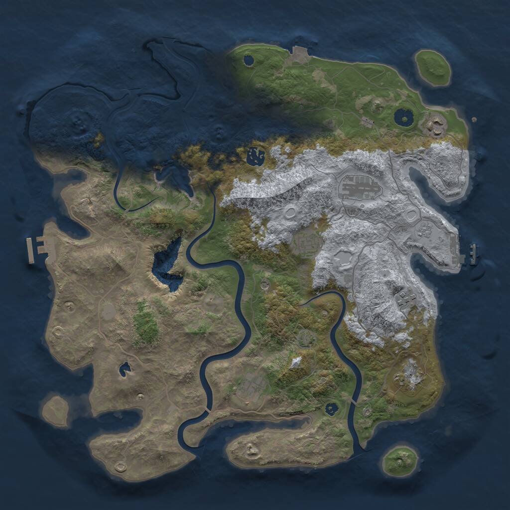 Rust Map: Procedural Map, Size: 4000, Seed: 214678, 13 Monuments