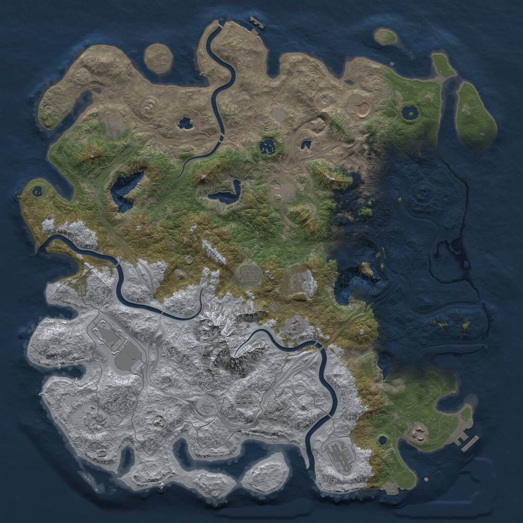 Rust Map: Procedural Map, Size: 5000, Seed: 57204, 17 Monuments