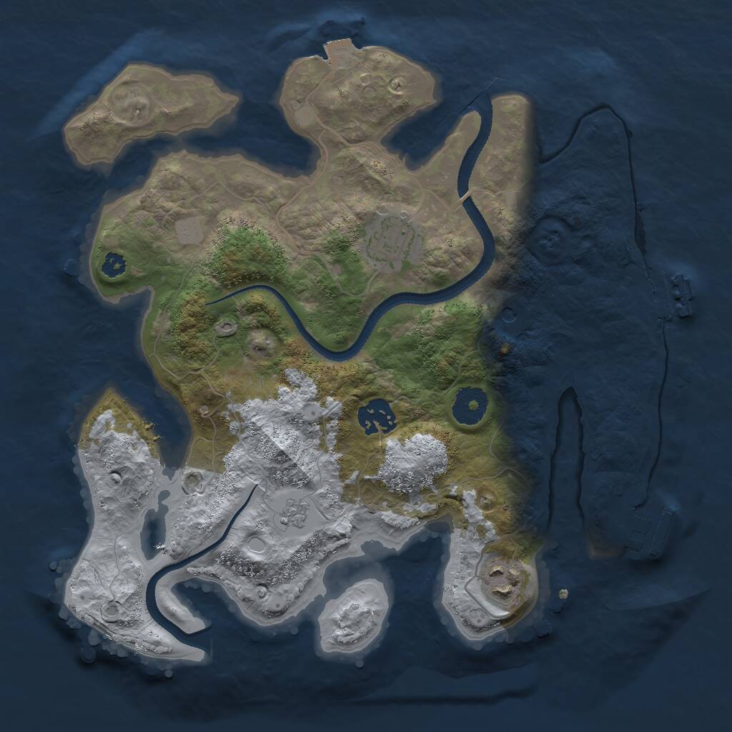 Rust Map: Procedural Map, Size: 3000, Seed: 2381581, 8 Monuments